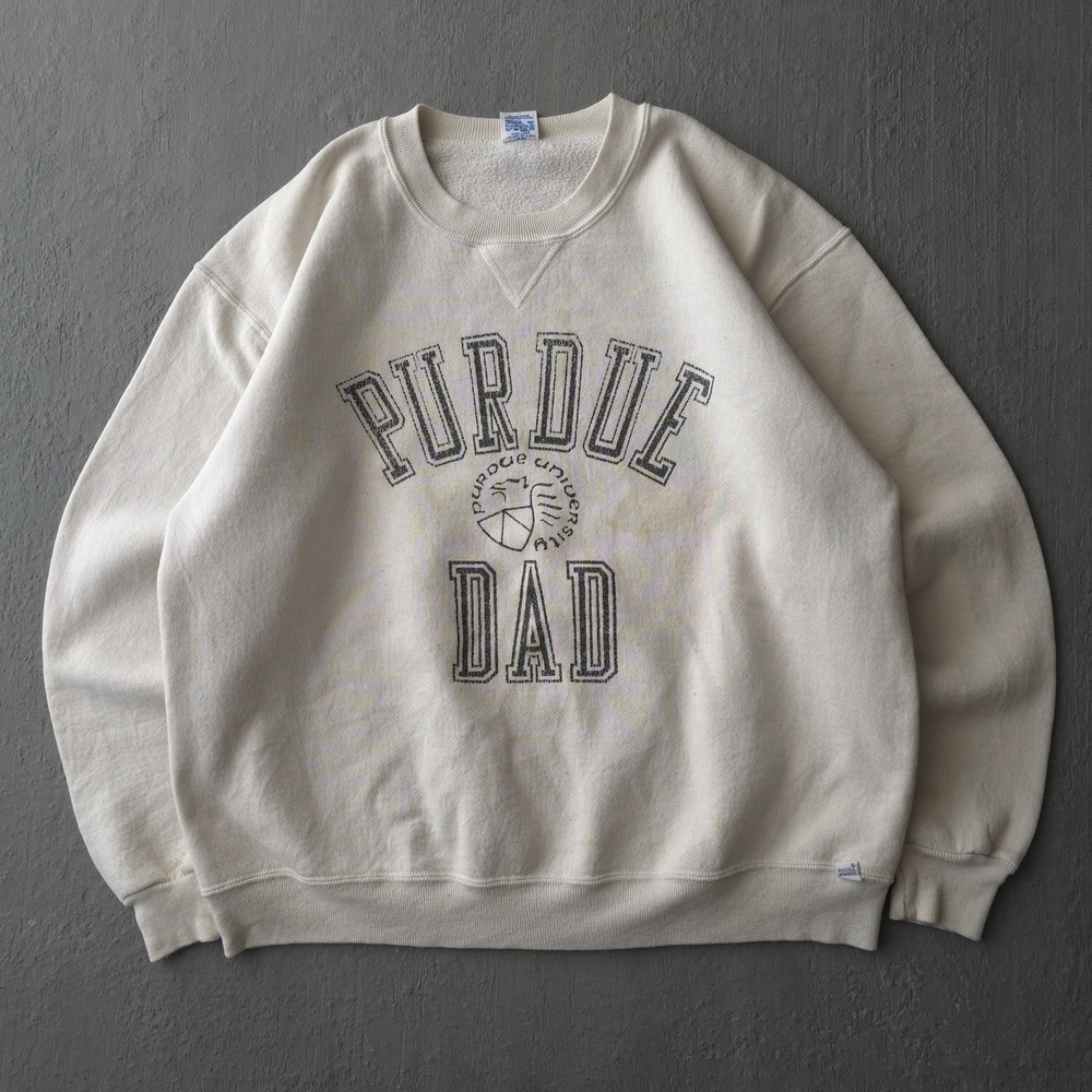 Vintage 80s Russell Athletic White Purdue Dad Sweatshirt XL Made in USA